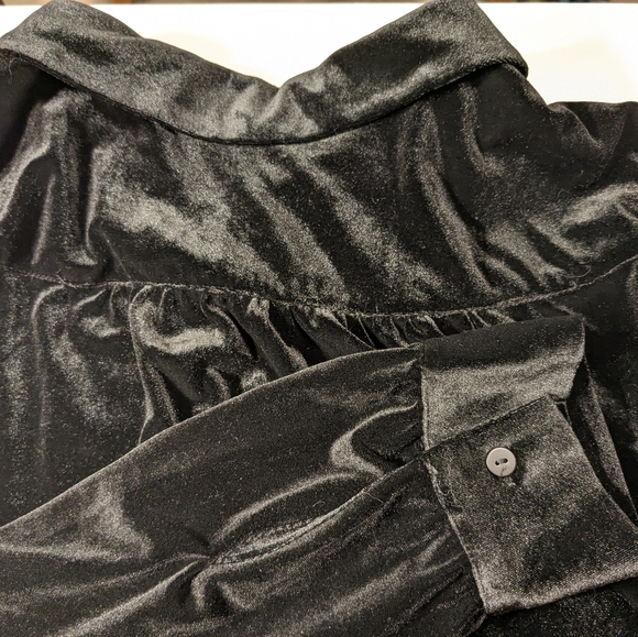 ๐ค Modcloth Bee Buzzworthy Black Velvet Button Up Shirt, XL, NWT - Picture 8 of 13
